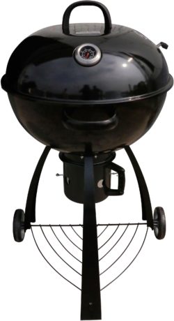 Grill King - 56cm Shiny Porcelain Kettle BBQ - Black